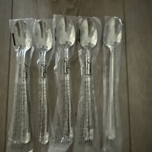 5 Iced Tea Spoons FAIRVIEW Gorham 18/8 Stainless Steel Flatware‎ Glossy NEW